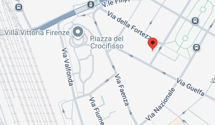 Mappa del centro di Firenze con il pin su Via Montanelli 3