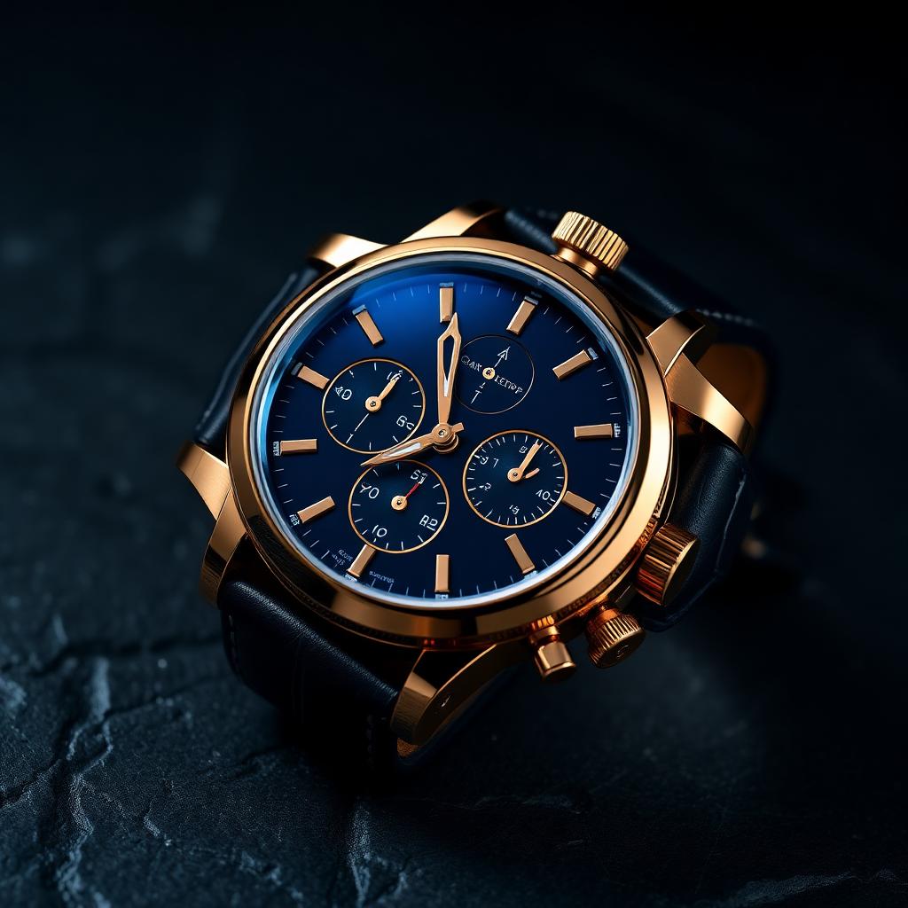 Cronografo di prestigio in oro rosa con quadrante blu